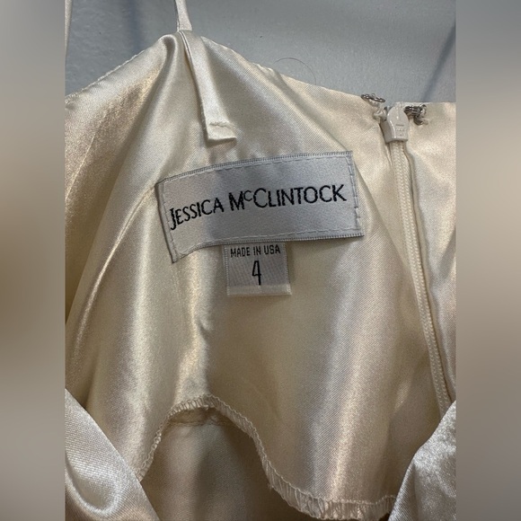Jessica McClintock Satin Cream Dress - Picture 8 of 10